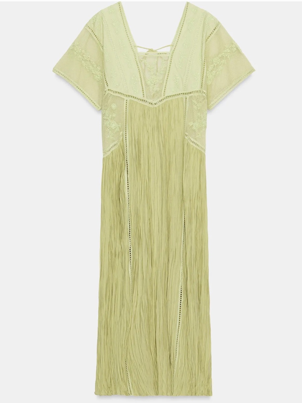 ZARA WOMAN SS26 PISTACHIO EMBROIDERED PLEATED DRESS ZW 7521/063/511 - Picture 7 of 16